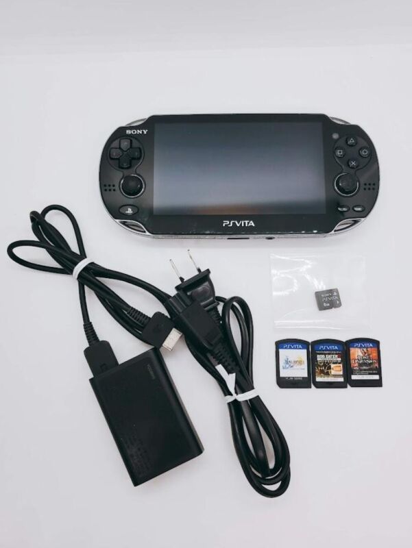 Sony Vita Black PCH-1000 or 1100 w/Random 3 Games + 8GB Memory Card + cable SONY