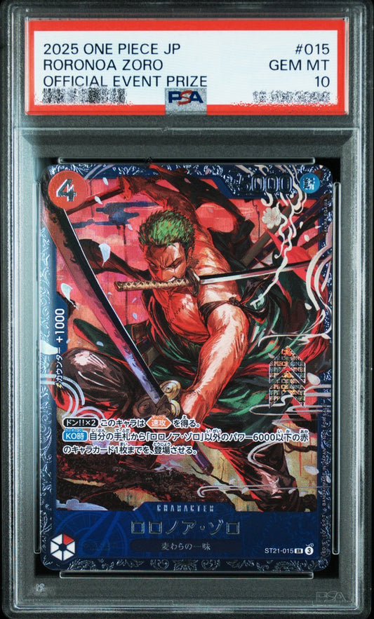 PSA 10 Zoro ST21-015 Flagship Battle 2025 Top 8 Prize ONE PIECE Card Japanese